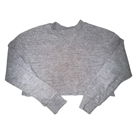 ZARA Knit 2pc Skirt Set Womens S Gray Cropped Sweater Midi Skirt Minimalist - Picture 3 of 10